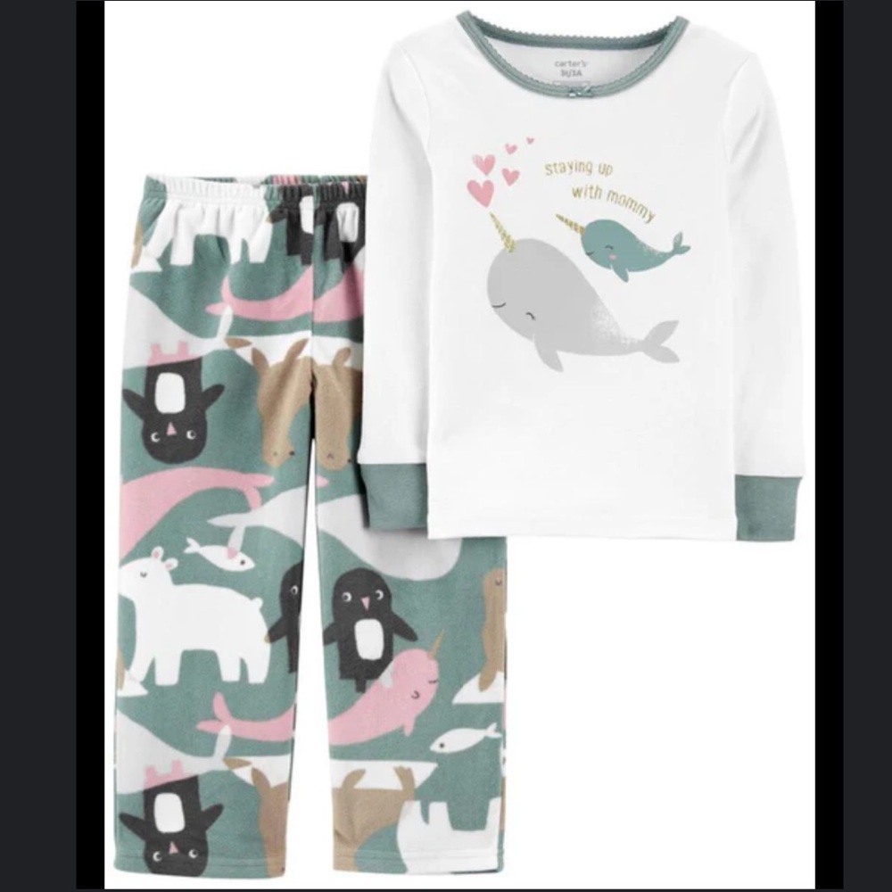 NWT Carter’s 2 Piece Fleece Pajamas Pj 3T Toddler Girl Winter Fall 3 New